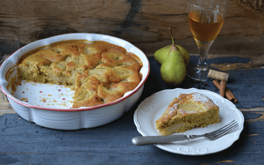 recipe image Hruškový koláč s kořeněným sirupem