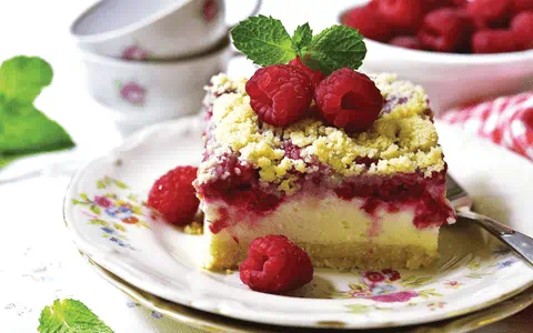 recipe image Malinový koláč s tvarohem