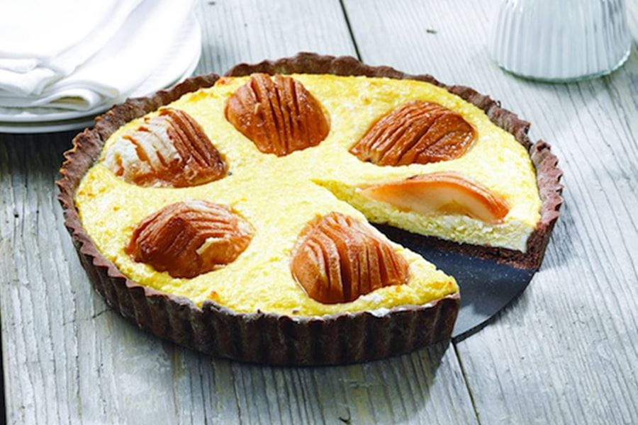 recipe image Čokoládovo hruškový koláč s tvarohem