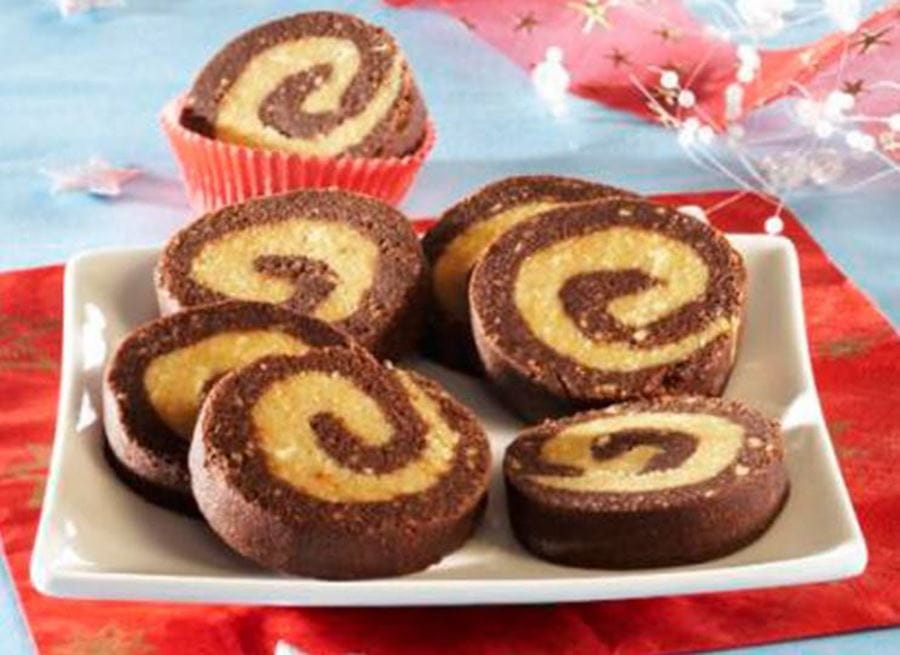 recipe image Nepečené dvoubarevné roládky